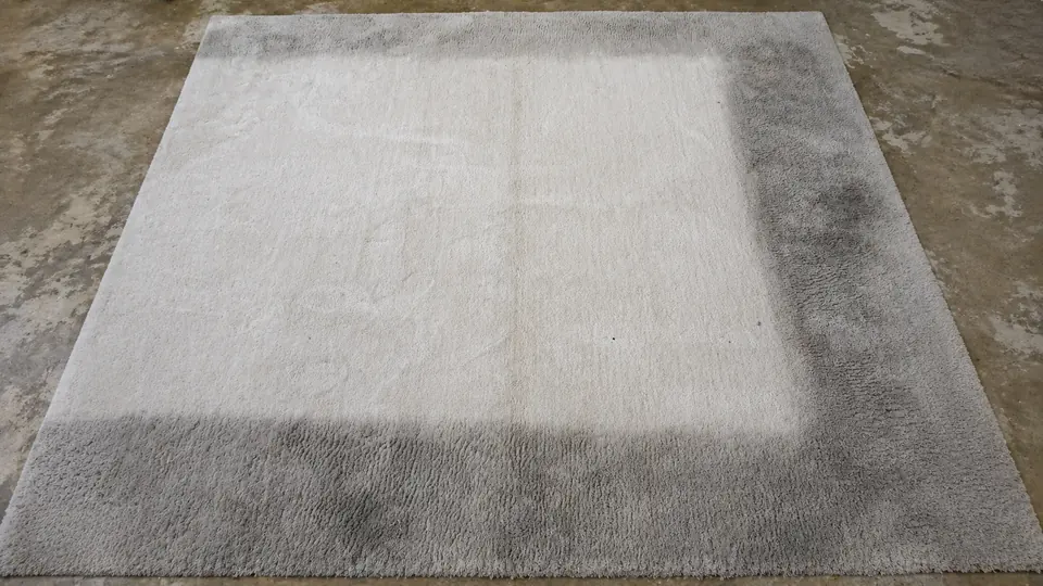 Lavado de alfombra de sala color claro antes
